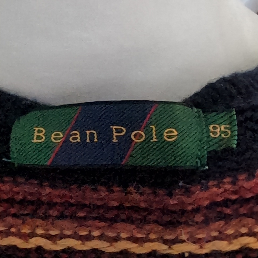 VGT 90s Bean Pole Woman's Multi-colored Striped Hooded Zippered Sweater. - Picture 8 of 12